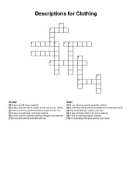 Descriptions for Clothing crossword puzzle