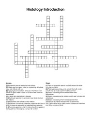 Histology Introduction crossword puzzle