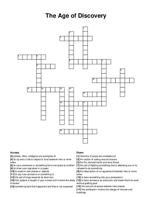 The Age of Discovery Crossword Puzzle