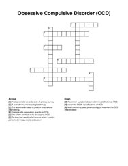 Obsessive Compulsive Disorder (OCD) crossword puzzle