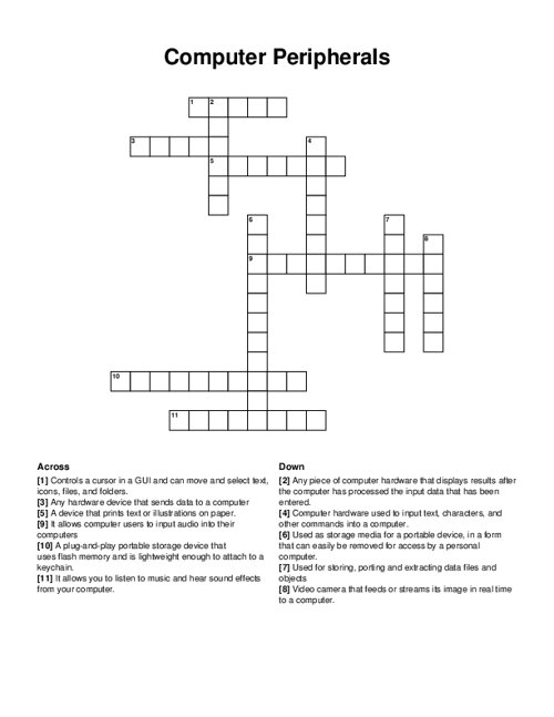 Computer Peripherals Crossword Puzzle