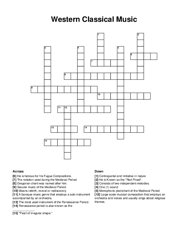 Western Classical Music crossword puzzle