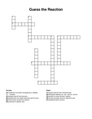 Guess the Reaction crossword puzzle