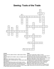 Sewing: Tools of the Trade crossword puzzle