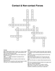 Contact & Non-contact Forces crossword puzzle