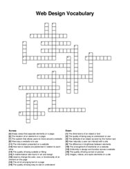 Web Design Vocabulary crossword puzzle