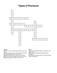 Types of Pronouns crossword puzzle