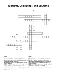 Elements, Compounds, and Solutions crossword puzzle