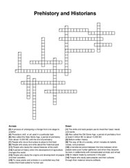 Prehistory and Historians crossword puzzle