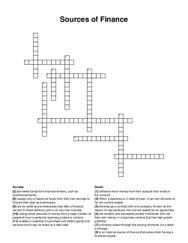 Sources of Finance crossword puzzle