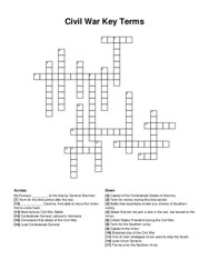 Civil War Key Terms crossword puzzle