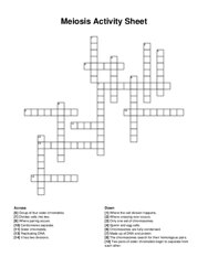 Meiosis Activity Sheet crossword puzzle