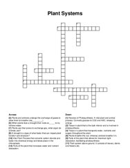 Plant Systems crossword puzzle