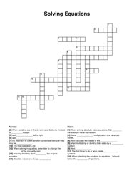 Solving Equations crossword puzzle