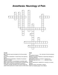 Anesthesia: Neurology of Pain crossword puzzle