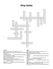 Shop Safety crossword puzzle