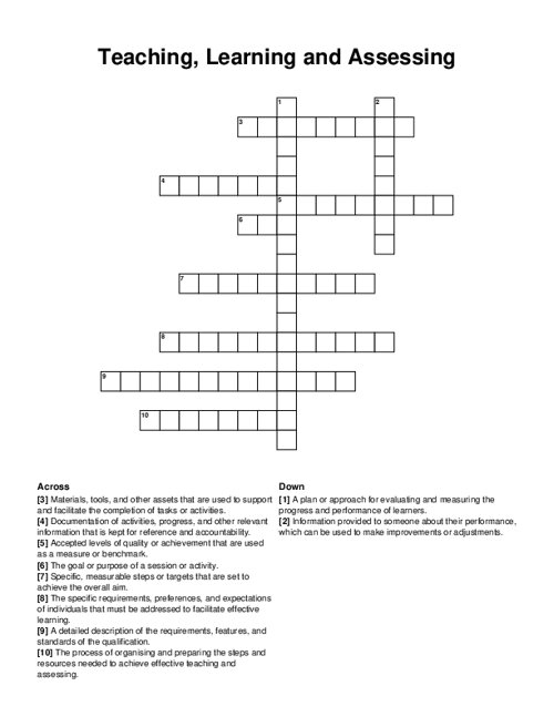 Teaching, Learning and Assessing Crossword Puzzle