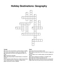 Holiday Destinations: Geography crossword puzzle