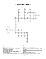 Literature: Drama crossword puzzle