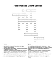 Personalised Client Service crossword puzzle