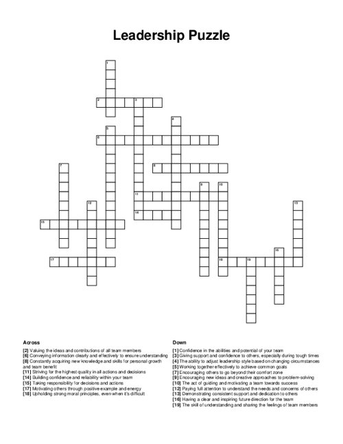 Leadership Puzzle Crossword Puzzle