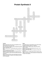 Protein Synthesis II crossword puzzle