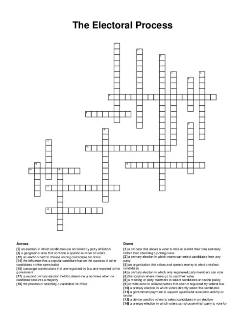 The Electoral Process Crossword Puzzle