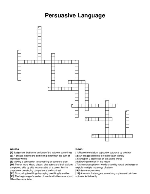 Persuasive Language Crossword Puzzle