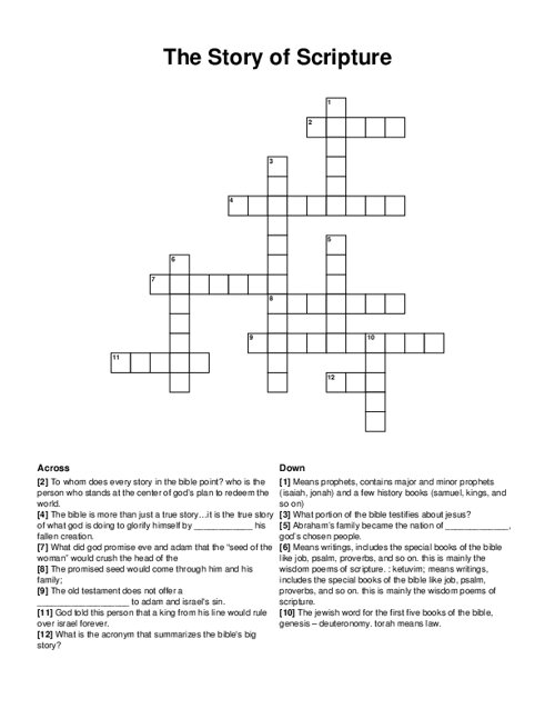 The Story of Scripture Crossword Puzzle