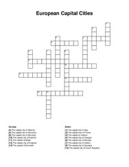 European Capital Cities crossword puzzle