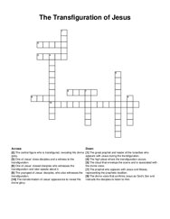 The Transfiguration of Jesus crossword puzzle