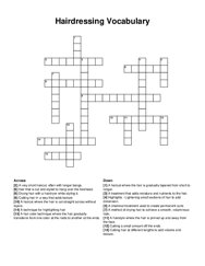 Hairdressing Vocabulary crossword puzzle