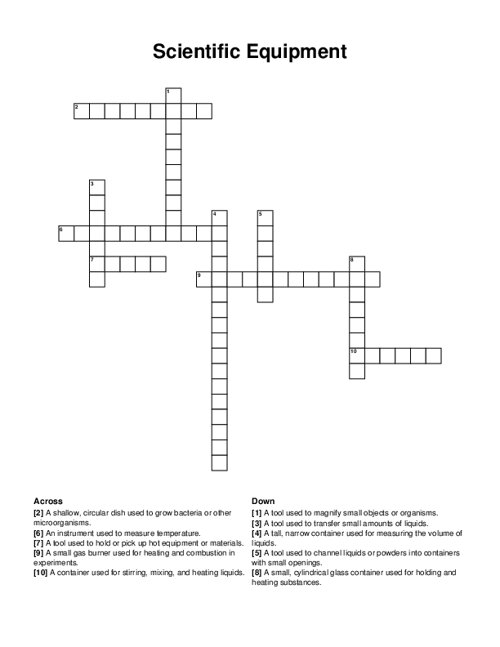 Scientific Equipment Crossword Puzzle