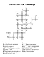 General Livestock Terminology crossword puzzle