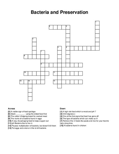 Bacteria and Preservation Crossword Puzzle