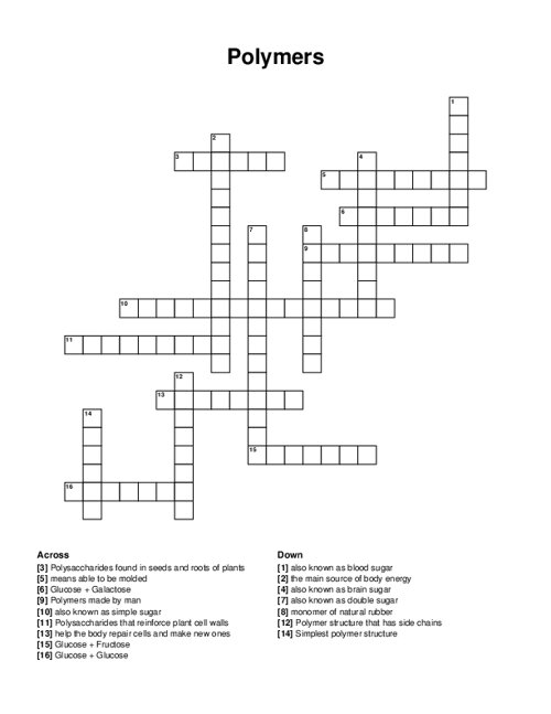 Polymers Crossword Puzzle