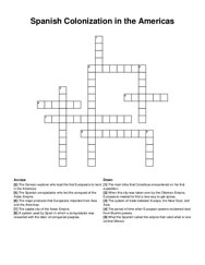 Spanish Colonization in the Americas crossword puzzle