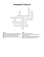 Geographic Features crossword puzzle