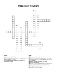 Impacts of Tourism crossword puzzle