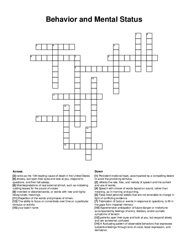 Behavior and Mental Status crossword puzzle