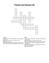 Family and Social Life crossword puzzle