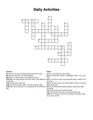 Daily Activities crossword puzzle