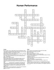 Human Performance crossword puzzle