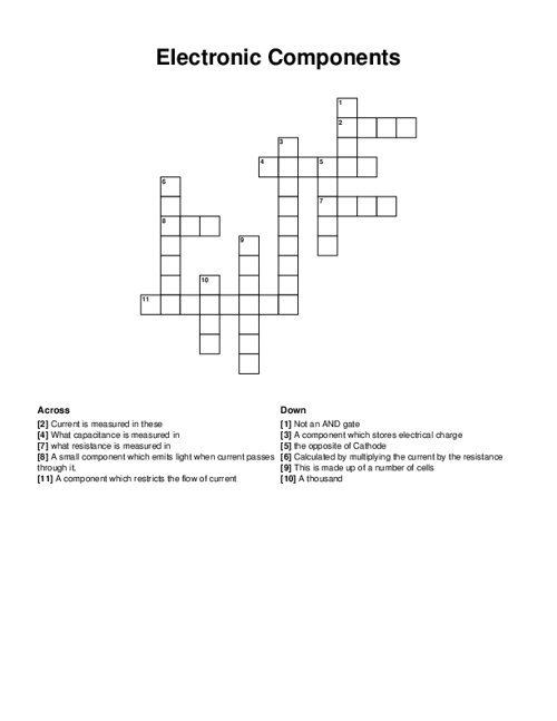 Electronic Components Crossword Puzzle