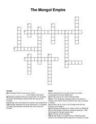 The Mongol Empire crossword puzzle