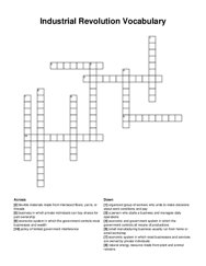 Industrial Revolution Vocabulary crossword puzzle