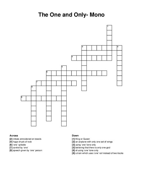 The One and Only- Mono Crossword Puzzle