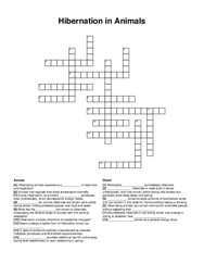 Hibernation in Animals crossword puzzle