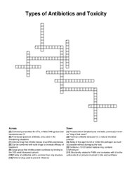 Types of Antibiotics and Toxicity crossword puzzle