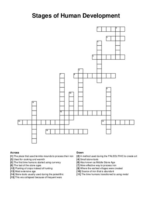 Stages of Human Development Crossword Puzzle